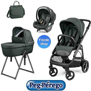 Peg Perego Trio Peg Perego Veloce Metal (Passeggino + Navicella Belvedere + Seggiolino Lounge reclinabile + Borsa)