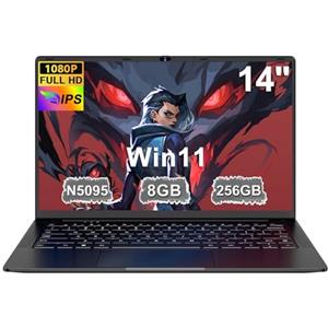Ruzava Pc Portatile 14 Pollici Win11 Notebook Celeron N5095 Upto 2,9 GHz Laptop 8GB RAM 256GB SSD TF 1TB LPDDR4 5G WiFi 1920*1080 FHD USB 3.0 Portatile QWERTY Tastiera Film Italiana - Nero Corpo in Metallo