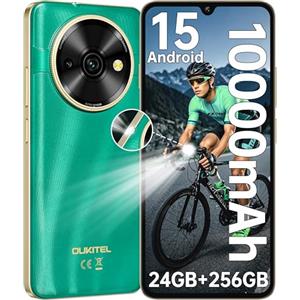 OUKITEL C59 Pro Smartphone Android 15-24GB RAM + 256GB ROM(1TB) Cellulari 10000mAh Telefono Cellulare,6.88" HD+ 90Hz,13MP/Torcia 120 Lumen/Impronta digitale/Face ID/Doppia SIM/NFC/OTG,Verde