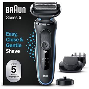 Braun Series 5 Regolabarba Uomo, Rasoio Elettrico Barba Braun Serie 5, Testina e Lame Flessibili, Accessorio Regolabarba Incluso E Base Di Ricarica, 100% Impermeabile E Ricaricabile, 51-M4500cs Menta