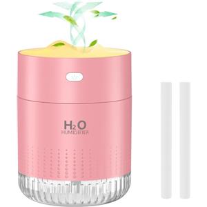 GAOJIE Mini Umidificatore Ambiente, 2 Modalità di Nebbia, con Spegnimento Automatico e Luce Notturna, Umidificatore Casa per La Camera da Letto Del Bambino, Ufficio(Rosa)