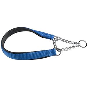Ferplast Collare Cane Daytona, Collare per Cani Taglia Grande, Collare in Nylon 65 cm, Imbottito, Semistrozzo. Collare Addestramento. Blu