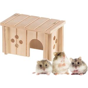 Ferplast Casetta Criceto, Topolino, Accessorio Gabbia per Criceti, con Tetto Piano e Fori di Aerazione, in Kit di Montaggio, 12,5 x 7,5 x h 7 cm, SIN 4641 Casa Casetta Legno per Criceti Topolini