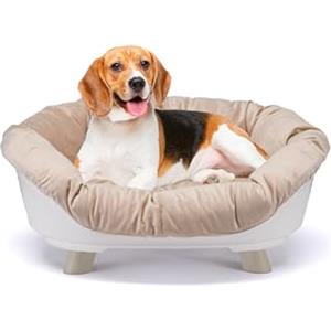 Ferplast Cuccia Gatto Interno con Cuscino Lavabile, Divano per Cani Piccoli, Letto Cani Traspirante e Antiscivolo 73 x 55 x h 32 cm, Bianco