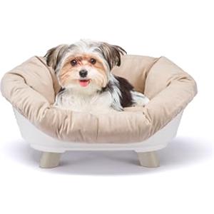 Ferplast Cuccia Gatto Interno con Cuscino Lavabile, Divano per Cani Piccoli, Letto Cani Traspirante e Antiscivolo, 64 x 48 x h 29,5 cm, Bianco