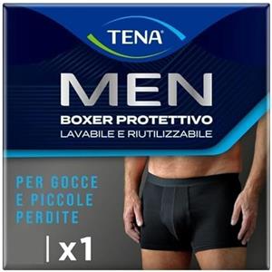 Tena Men Boxer Protettivi Lavabili e Riutilizzabili, Studiati per Gocce e Perdite Urinarie Leggere, Boxer Assorbenti per Uomo a Rapido Assorbimento, Colore Nero