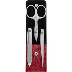 ZWILLING Set Manicure Premium Rosso, 3 Pezzi con Custodia in Vera Pelle e Forbici per Unghie Combinate