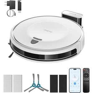 Redkey E6 Robot Aspirapolvere con 7000 Pa, Fino a 140 Min Autonomia, Navigazione Dinamica, Aspirapolvere Robot con Base di Ricarica, Telecomando e APP, Ideale per Peli Animali, Tappeti, Pavimenti Duri
