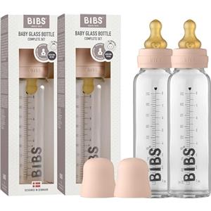 Bibs Biberon in vetro BIBS. Anti-coliche. Set di 2. Tettarella rotonda in lattice di gomma naturale. Favorisce l'allattamento naturale al seno, Complete Set - 225 ml (Pack of 2), Blush