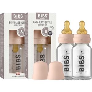 Bibs Biberon in vetro BIBS. Set di 2. Anti-coliche. Tettarella rotonda in lattice di gomma naturale. Favorisce l'allattamento naturale al seno, Complete Set - 110 ml (Pack of 2), Blush