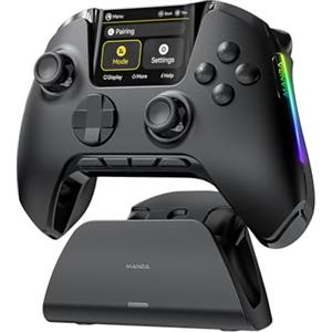 ManbaOne Interactive Screen Wireless Gaming Controller per PC/Switch/Switch 2/iOS/Android, Stick e Trigger ad Effetto Hall, Illuminazione RGB, Pulsanti Rimappabili, 1800mAh con Stazione di Ricarica