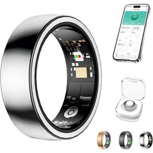 Generico Anello intelligente per donna uomo, anello per monitoraggio del sonno e della frequenza cardiaca, anelli fitness per monitoraggio dell'attività, registrazione del tempo, passi (Sliver,09)