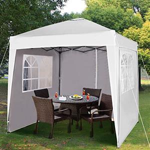 mcc direct 2 x 2 m gazebo pop-up impermeabile pieghevole con strato protettivo argentato 4 pannelli laterali WS (Bianco)