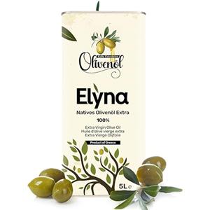 ELYNA Olio Extravergine di Oliva - Spremuto a Freddo & 100% Naturale - Olio d'Oliva Greco Premium, Prima Qualità (5 Litri)