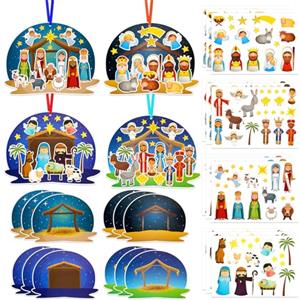 HOWAF Set di 12 Adesivi Natalizi Presepe Completo, Adesivi Natale Fai da Te Natale Presepe Napoletano Lavoretti Creativi per Bambini Accessori presepe su Gesù Religioso Buon Natività Regalo Natal