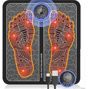 Genkigold EMS Massaggiatore Piedi Neuropatia,Pad Massaggiante Alleviare Dolore Plantare,Relax Muscolare,Tappetino Massaggiante Piedi Portatile con Controllo Pressione,8Modalità 19Livelli Stimolazione