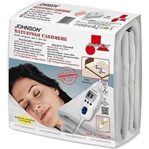 Generico Scaldaletto Elettrico Johnson BATUFFOLO in Cashmere Sintetico Morbido Sottocoperta Riscaldante con 2 Livelli di Temperatura, Riscaldamento Rapido e Telecomando Singolo/Matrimoniale (Singolo)
