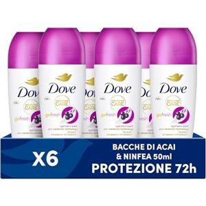 Dove, Deodorante Roll On Advanced Care Açai, Antitraspirante, Formula Delicata Con Tripla Azione Idratante, Protezione Fino a 48 Ore, Unisex, 6 Pezzi da 50 ml