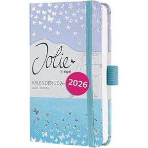 SIGEL J6346 Agenda settimanale Jolie 2026-1 anno - circa A6 - Butterfly Confetti Candy - 2 pagine = 1 settimana - copertina rigida - 80 g/m² - blu/viola - 174 p. - certificazione FSC
