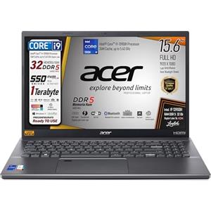 acer Notebook, Cpu Intel Core i9-13900H, RAM DDR5 32Gb, Display 15,6 FHD antiriflesso, Svga IrisXe, SSD Nvme 1Tb, WI-FI6E, Tastiera retroilluminata, fingerprint, Usb 40Gb/s, Win 11 - Pronto all'Uso