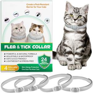VFjVlVdG Collare Antiparassitario per Gatti, Collare Antipulci Gatto - 24 Mesi di Protezione Effettiva (4 Pezzi) (Grigio, 4 Pezzi)