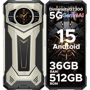 DOOGEE S200 Plus Rugged Smartphone 5G Android 15, 36GB(16+20)+512GB, 6.72"FHD+1.32" AMOLED Rear Display, Dimensity 7300 4nm Telefono Indistruttibile, 11000mAh,100MP+32MP+20MP, Face ID/OTG/NFC