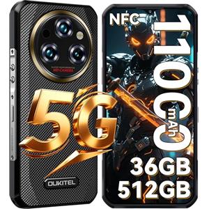 OUKITEL WP35 Pro Rugged Smartphone 5G - Android 14, 36GB + 512GB/2TB Telefono Indistruttibile, 6.6" FHD+ IPS MTK Dimensity 6300, 11000mAh&33W, 64MP+32MP+8MP, 5G Dual SIM/Fingerprint/Face ID/NFC/Oro