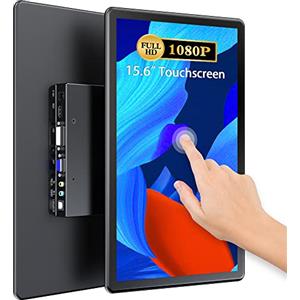 UPERFECT Monitor Portatile Touchscreen, 15,6 Pollici Secondo Schermo con Display Full HD ad Alto Contrasto 2000:1, Supporto Integrato e DVI VGA HDMI USB B per Laptop XBO Switch PS4/5, Compatibile VESA