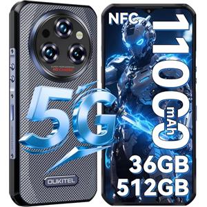 OUKITEL WP35 Pro Rugged Smartphone 5G - Android 14, 36GB + 512GB/2TB Telefono Indistruttibile, 6.6" FHD+ IPS MTK Dimensity 6300, 11000mAh&33W, 64MP+32MP+8MP, 5G Dual SIM/Fingerprint/Face ID/NFC/Grigio