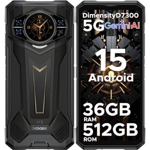 DOOGEE S200 Plus Rugged Smartphone 5G Android 15, 36GB(16+20)+512GB, 6.72"FHD+1.32" AMOLED Rear Display, Dimensity 7300 4nm Telefono Indistruttibile, 11000mAh,100MP+32MP+20MP, Face ID/OTG/NFC