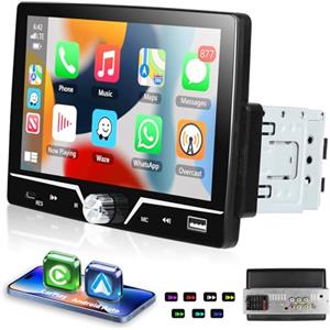 Motorsi 1 Din Wireless Carplay Autoradio, Motorsi 7 Pollici Touch Screen Bluetooth Car Stereo, Support Type-C/Android Auto/Bluetooth/MirrorLink/FM/USB/Carica/Retroilluminazione colorata