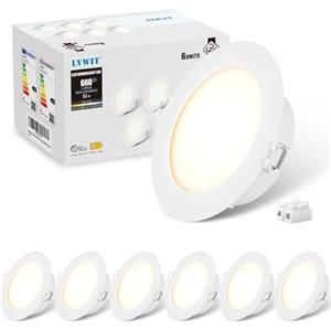 LVWIT Faretti da Incasso per Cartongesso 6W, Faretti Cartongesso Incasso 660 Lumen, Led Cartongesso Incasso, Luce Naturale 4000K, Faretto da Incasso AC 220-240V, Diametro Foro Ø85-95mm, Set di 6
