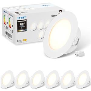 LVWIT Faretti LED da Incasso per Cartongesso, Faretti da Incasso 4W, 440 Lumen, Faretti Incasso Cartongesso Luce Naturale 4000K, Faretto LED Incasso AC 220-240V, Diametro Foro Ø70-80mm, Set di 6