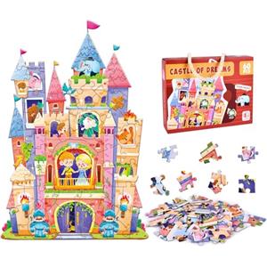 FORMIZON FORMIOZN Puzzle per Bambini, 60 Pezzi Puzzle Bambina Jigsaw, Puzzle Rotondo Per Bambini, Ragazza Ragazzo Regalo Puzzle, Educativo Giocattoli 3 4 5 6 7 8 9 Anni (Castello)