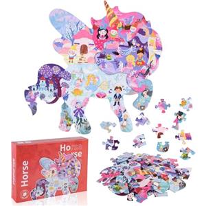 FORMIZON FORMIOZN Puzzle per Bambini, 48 Pezzi Puzzle Bambina Jigsaw, Puzzle Rotondo Per Bambini, Ragazza Ragazzo Regalo Puzzle, Educativo Giocattoli 3 4 5 6 7 8 9 Anni (unicorno)