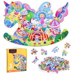 FORMIZON FORMIOZN Puzzle per Bambini, 48 Pezzi Puzzle Bambina Jigsaw, Puzzle Rotondo Per Bambini, Ragazza Ragazzo Regalo Puzzle, Educativo Giocattoli 3 4 5 6 7 8 9 Anni