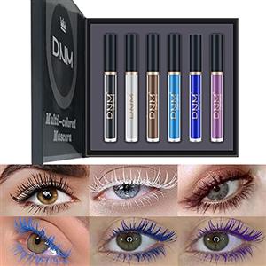 Beliky Girl Set di mascara colorato a 6 colori, mascara impermeabile colorato arcobaleno Mascara per ciglia in fibra 3D Volume ciglia (A)