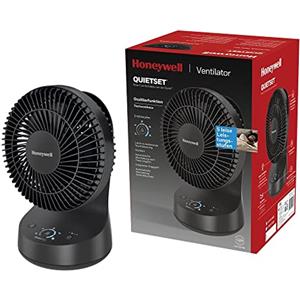 Honeywell Ventilatore oscillante da tavolo QuietSet nero (Ventilatore individuale e per stanze piccole con funzionamento silenzioso e 5 livelli di potenza/rumore) HTF337BE