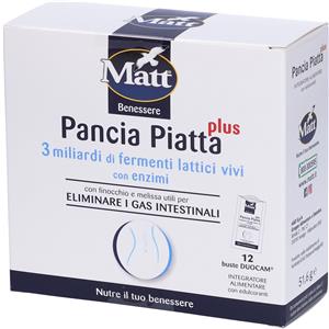 Matt Benessere Pancia Piatta Plus - Integratore con 3 Miliardi di Fermenti Lattici Vivi in 12 Bustine per il Benessere Intestinale