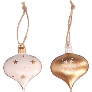 Vacchetti Giuseppe Confezione 8 addobbi a goccia color bianco e oro in metallo, 6195750000