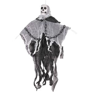 SHATCHI 90 cm Scheletro in Catene Fantasma Cranio Decorazione Appeso Halloween Tristo Mietitore Casa Infestata Puntello Spaventoso Spettrale, PVC, Nero