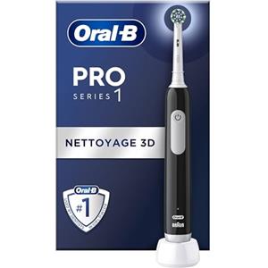 Oral-B Pro Series 1 Spazzolino da denti Elettrico, Nero, 1 Spazzolino da Pulizia 3D, Elimina la Targa, 3 Modalità di Spazzolatura, Timer, 1 Custodia Da Viaggio, Ricaricabile