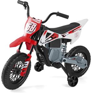 COSTWAY 12V Moto Elettrica per Bambini, Motorino Elettrico con Ruote di Allenamento Rimovibili, Sospensione a Molla, Musica e Connessione Wireless, Motocicletta Cavalcabile per 3-8 Anni (Rosso)