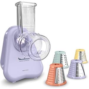 Moulinex Fresh Express, Tritaverdure Elettrico 4 in 1, Sistema per Servire Direttamente, Facile da Pulire e Riporre, Colore Lilla, DK8546