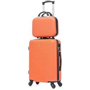 CELIMS - Valigie leggere approvate da più di 100 compagnie aeree per un viaggio in tutta sicurezza, arancione, Cabine 55 cm + Vanity 12 Pouces