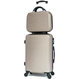 CELIMS - Valigie leggere approvate da più di 100 compagnie aeree per un viaggio in tutta sicurezza, champagne, Cabine 55 cm + Vanity 12 Pouces