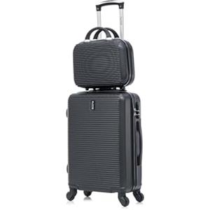 CELIMS - Valigie leggere approvate da più di 100 compagnie aeree per un viaggio in tutta sicurezza, Nero , Cabine 55 cm + Vanity 12 Pouces