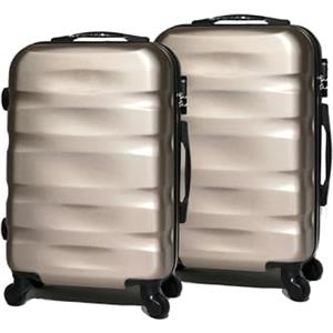 CELIMS Valigia in ABS, rigida, resistente, leggera, con 4 ruote girevoli a 360° e lucchetto integrato, champagne, Cabine 55cm X2 unités