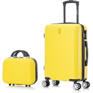CELIMS - Valigie leggere approvate da più di 100 compagnie aeree per un viaggio in tutta sicurezza, giallo, Cabine 55 cm + Vanity 12 Pouces