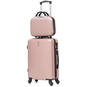 CELIMS - Valigie leggere approvate da più di 100 compagnie aeree per un viaggio in tutta sicurezza, Oro rosa., Cabine 55 cm + Vanity 12 Pouces